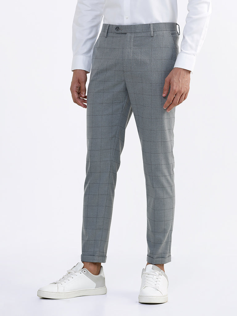 WES Formals by Westside Cream Slim-Fit Trousers
